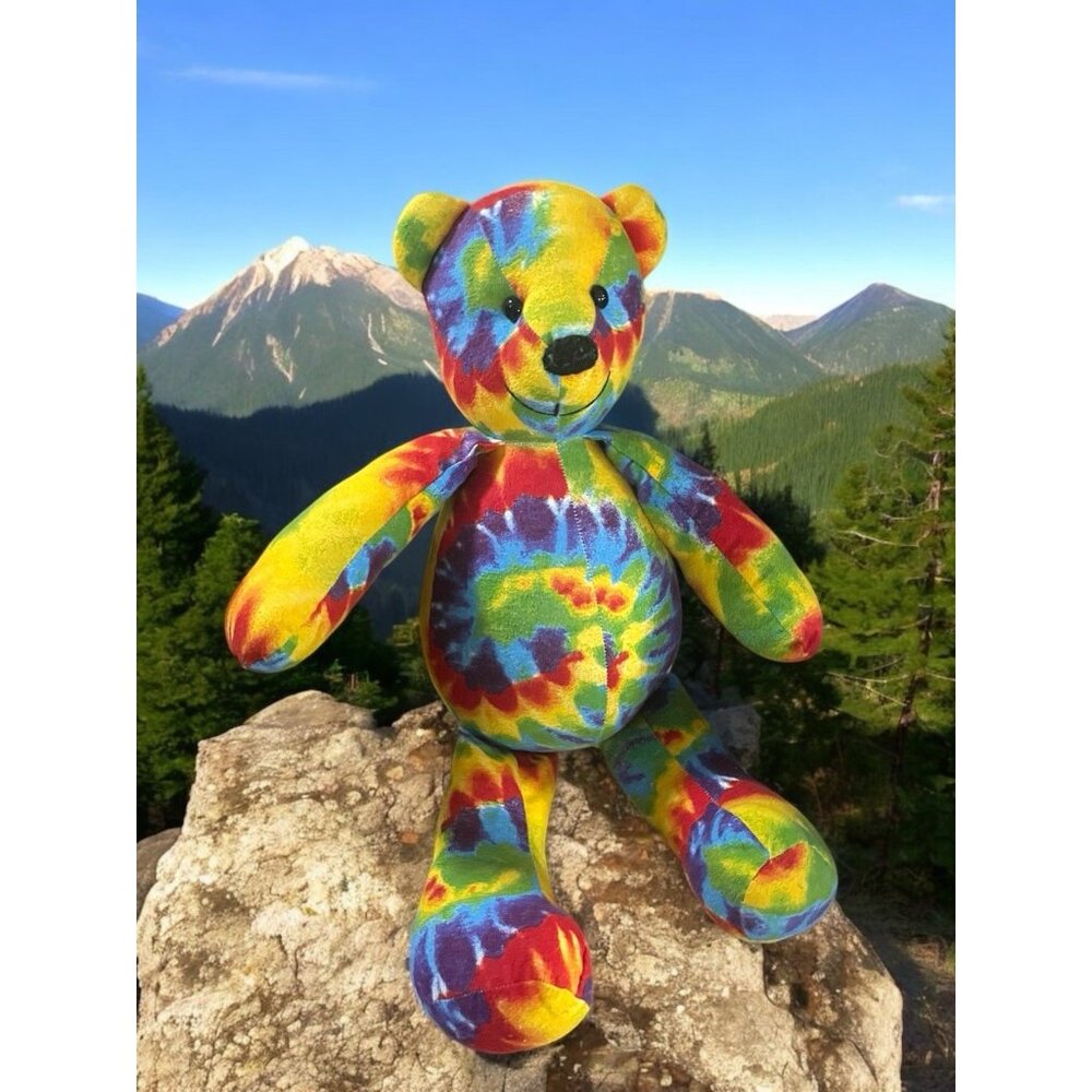Plush Bear Rainbow Tie Dye Teddy Stuffed Animal Toy 18” Hippie Gate Keeper Cool